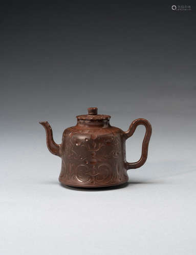 A rare Meissen Böttger stoneware teapot and cover, circa 1710-13