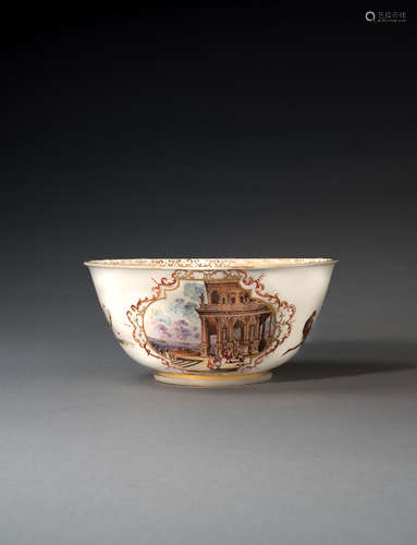 A Meissen topographical waste bowl, circa 1722-23