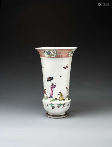 A Meissen Augustus Rex flared beaker vase, circa 1725-30