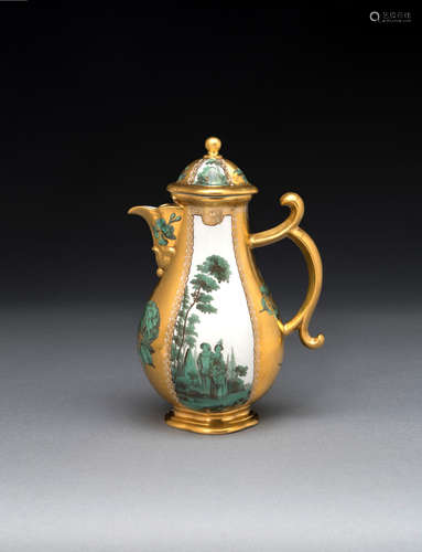 A Meissen gold-ground coffee pot and cover, circa 1747