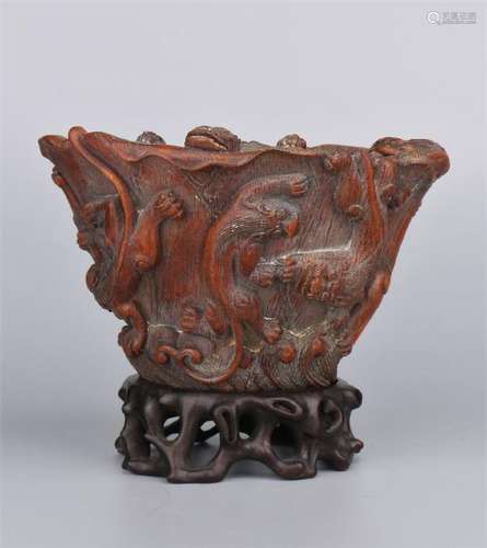 Carved Bamboo Libation Cup