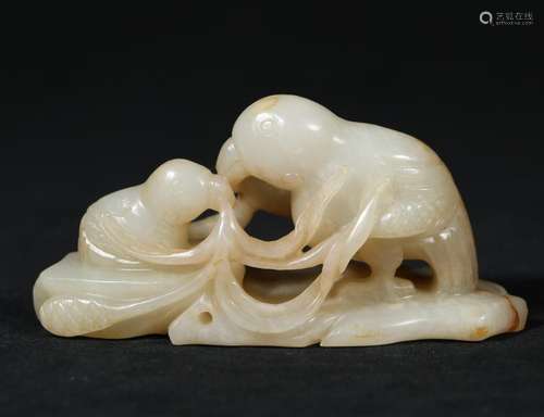 A Carved Hetian Jade Bird