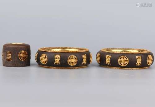 Pair Of Agar Wood Bangle And Archers Ring