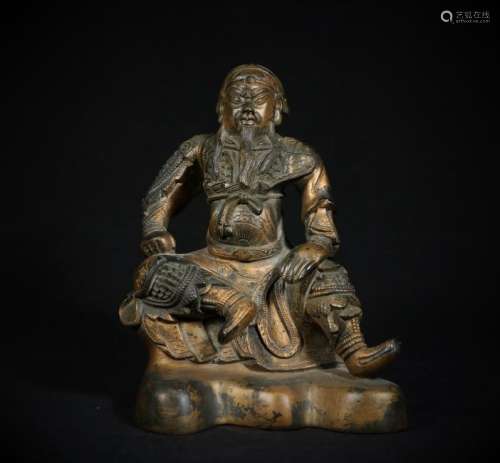 A Gilt Bronze Figure of GUANGONG