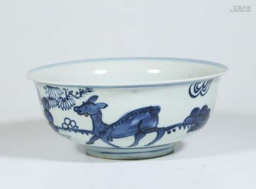 A Blue And White 'Deer' Porcelain Bowl