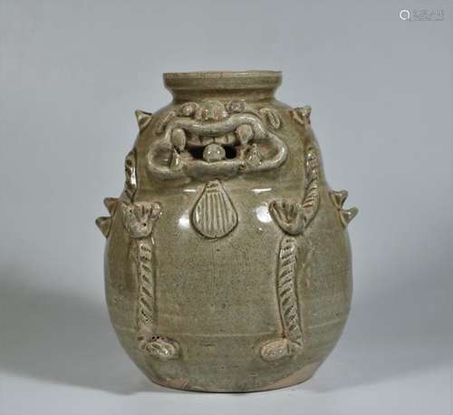 A YueYao Celadon Glazed Mythical Beast Waterpot