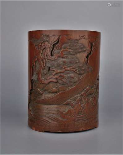 Carved Bamboo Brush Pot