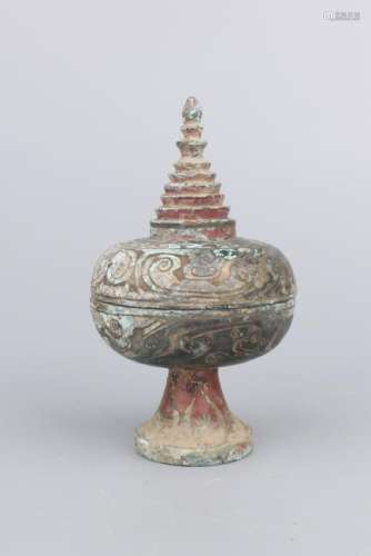 Bronze With Gold Inlay Stupa