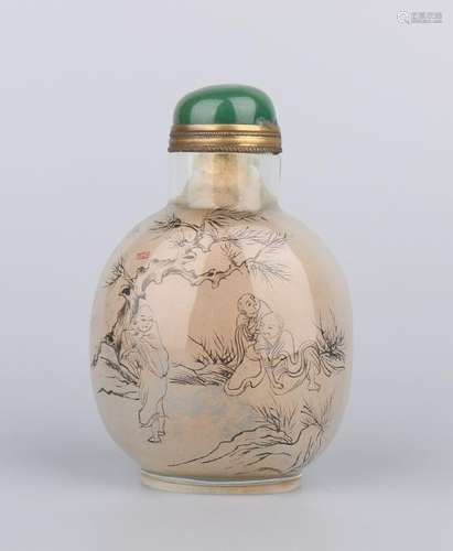 Inside Painted Crystal Snuff Bottle With Calligraphy