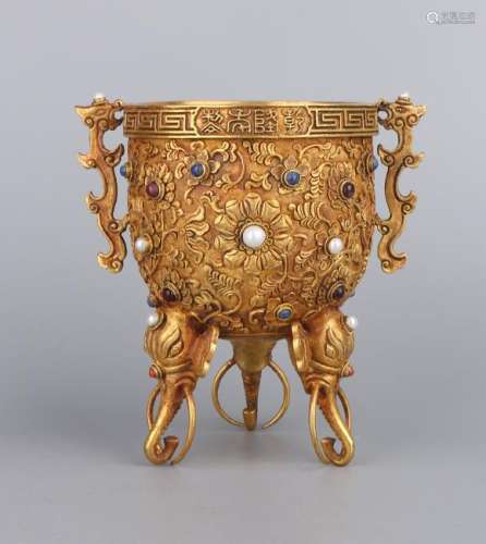 Gilt Silver Cup With Jewel Inlay