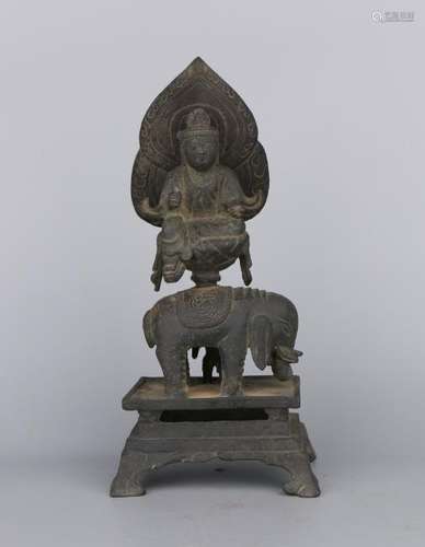 Bronze Figure Of Diety And Elephant