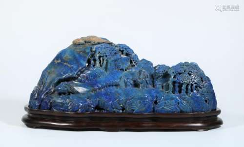 A Carved Lapis Lazuli Boulder Mountain