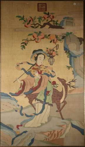 Qing Kesi Embroidered Panel of 'Ma-Gu'
