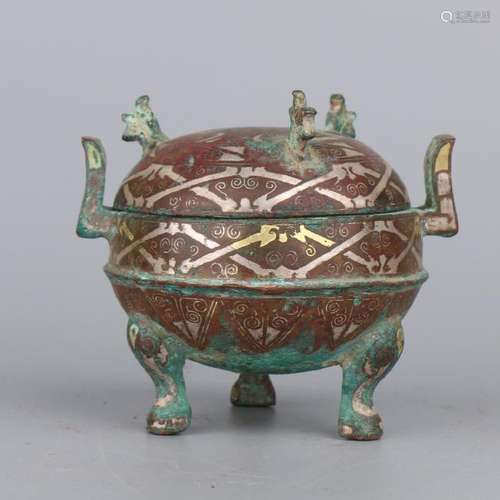 Bronze Ritual Globular Tripod Food Vessel