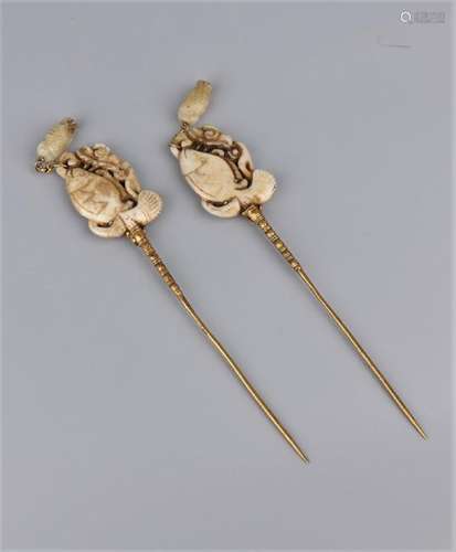 Pair Of Gilt Silver Hair Pins