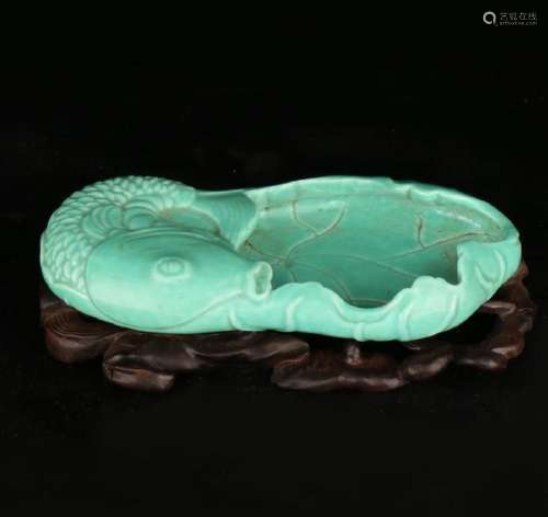 Teal Glazed Porcelain Fish Washer