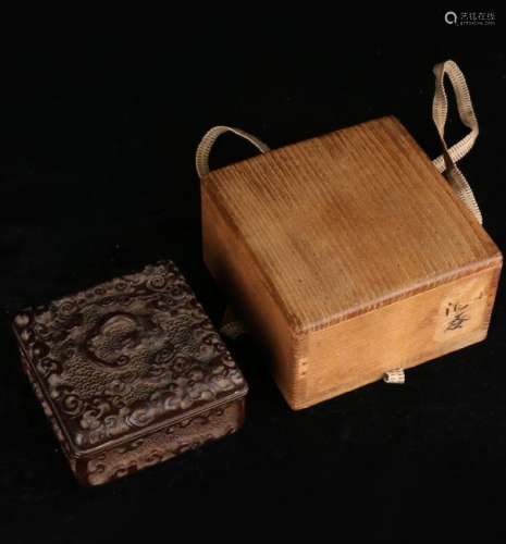 Intricately Carved Square Wood Box