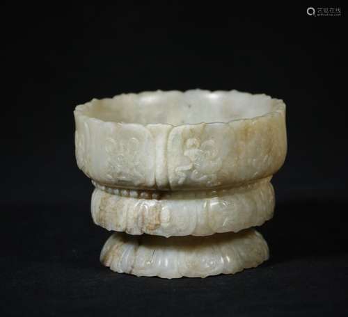 A Carved Hetian Jade Cup