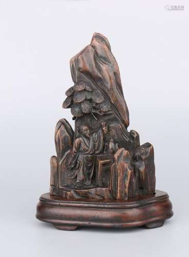 Carved Agar Wood Mountain And Scholar