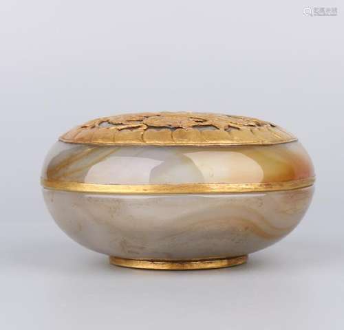 Gilt Bronze And Agate Round Box