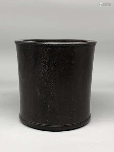 A Chinese Carved Zitan Brush Pot