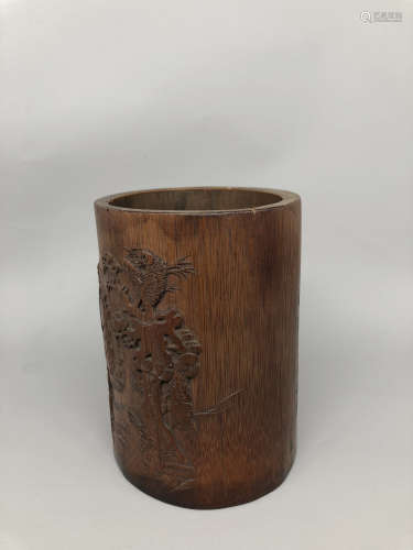 A Chinese Carved Bamboo Brush Pot