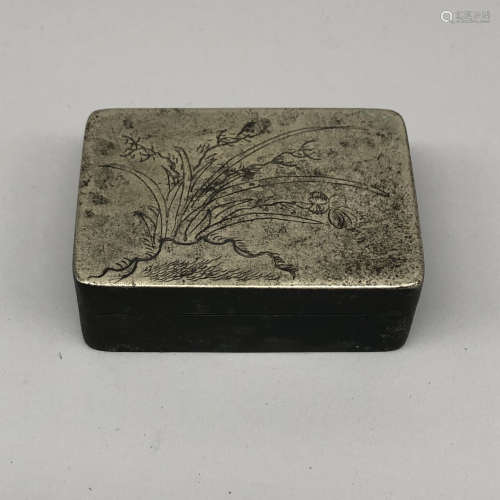 A Chinese Bronze Ink Cake Box