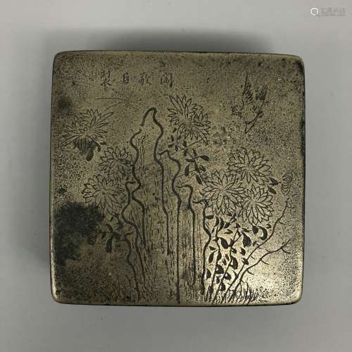 A Chinese Bronze Ink Cake Box