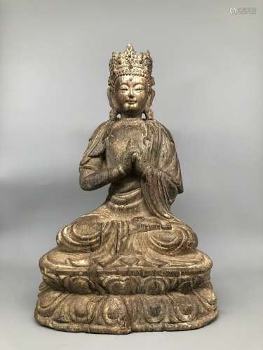 A Chinese Carved Wood Buddha