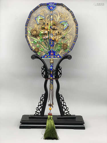 A Chinese Cloisonné Fan