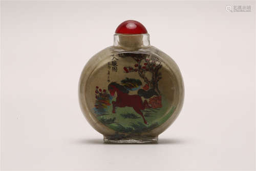 A Chinese Peking Glass Snuff Bottle with Inside Painting