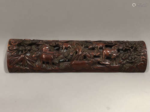 A Chinese Carved Huangyang Arm Rest