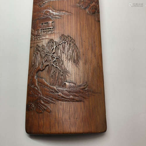 A Chinese Carved Bamboo Arm Rest