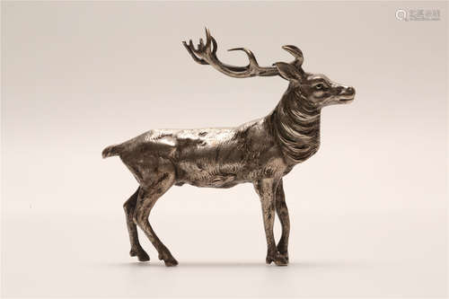 A Chinese Silver Deer Decoration