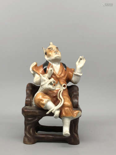 A Chinese Famille-Rose Porcelain Figure of Luohan