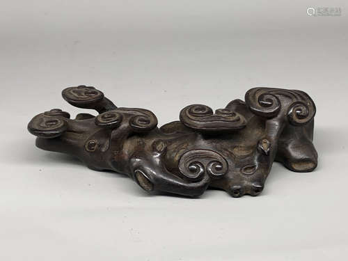 A Chinese Carved Zitan Brush Rest