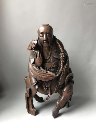 A Chinese Carved Bamboo Figure of Laozi