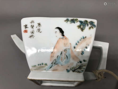 A Chinese Famille-Rose Porcelain Square Tea Pot