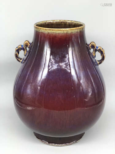 A Chinese Flambé Glazed Porcelain Vase