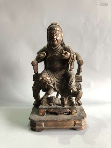 A Chinese Carved Wood Guangong