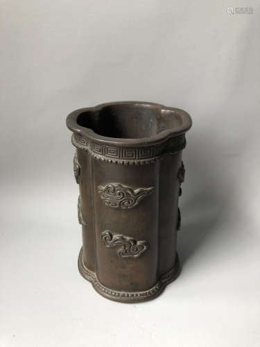 A Chinese Bronze Brush Pot