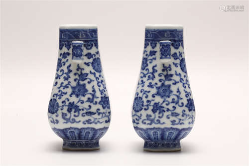 A Pair of Chinese Blue and White Porcelain Vases