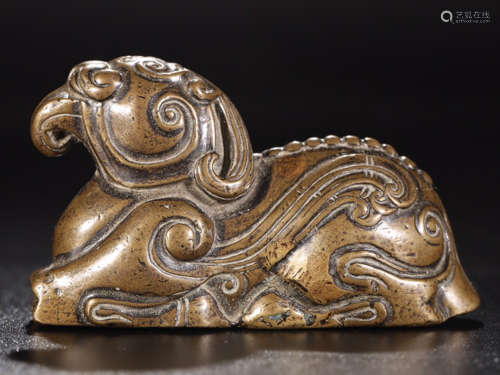 A COPPER CHICKEN ORNAMENT