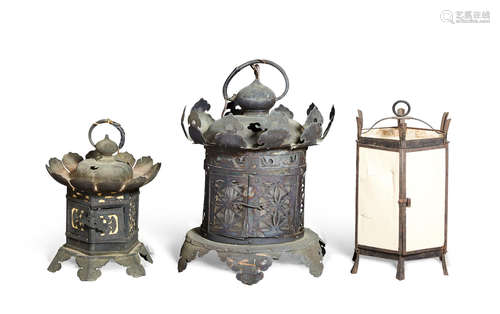 A group of three temple lanterns   Edo period and later