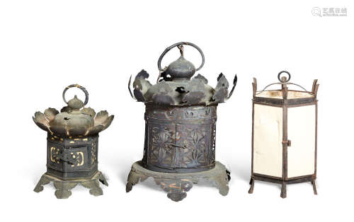 A group of three temple lanterns   Edo period and later