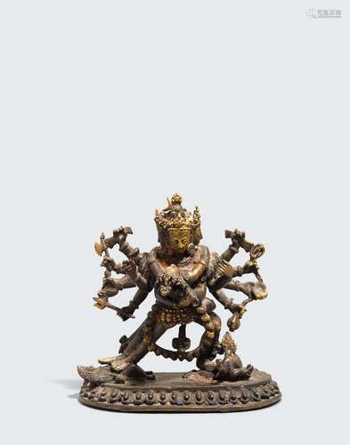 A gilt copper alloy figure of Chakrasamvara   Nepal, 18th/19th century