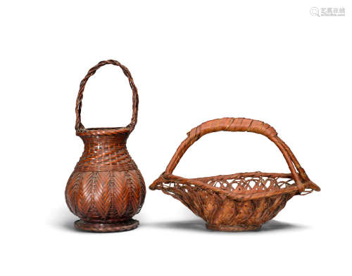 Two bamboo baskets