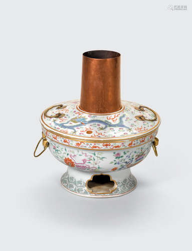 A polychrome enamel hot pot   Republic period