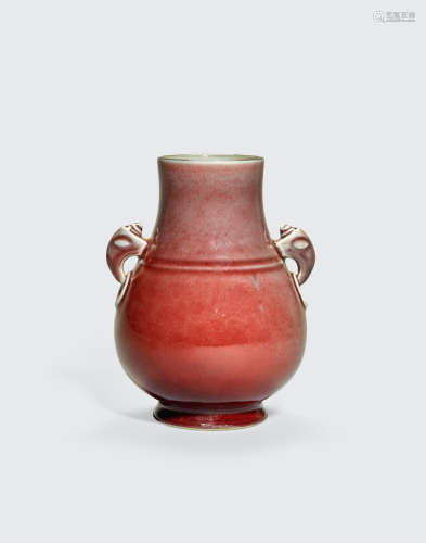A copper red porcelain vase, jiu'er zun