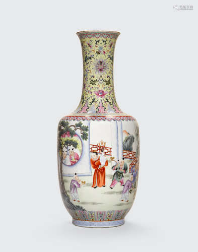 A large famille rose enameled porcelain vase  Wu wan song yuan jia cang mark, Republic period